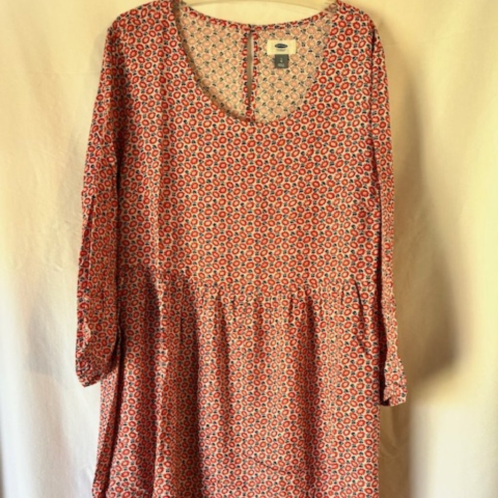 Old Navy dress, orange print, size large